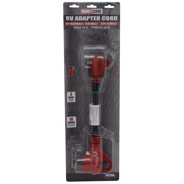 Valterra 15AM-30AF ADAPTER CORD, 12IN, RED, CARDED A10-1530HVP - main